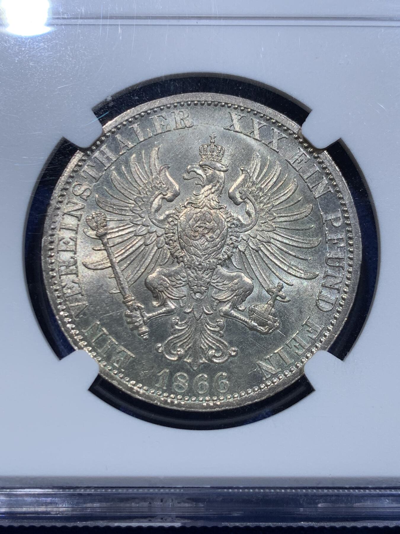 《竞宝斋》立夏专场特拍 （第2-1场）全场顺丰包邮 265场 NGC MS62 德国1866普鲁士胜利泰勒银币