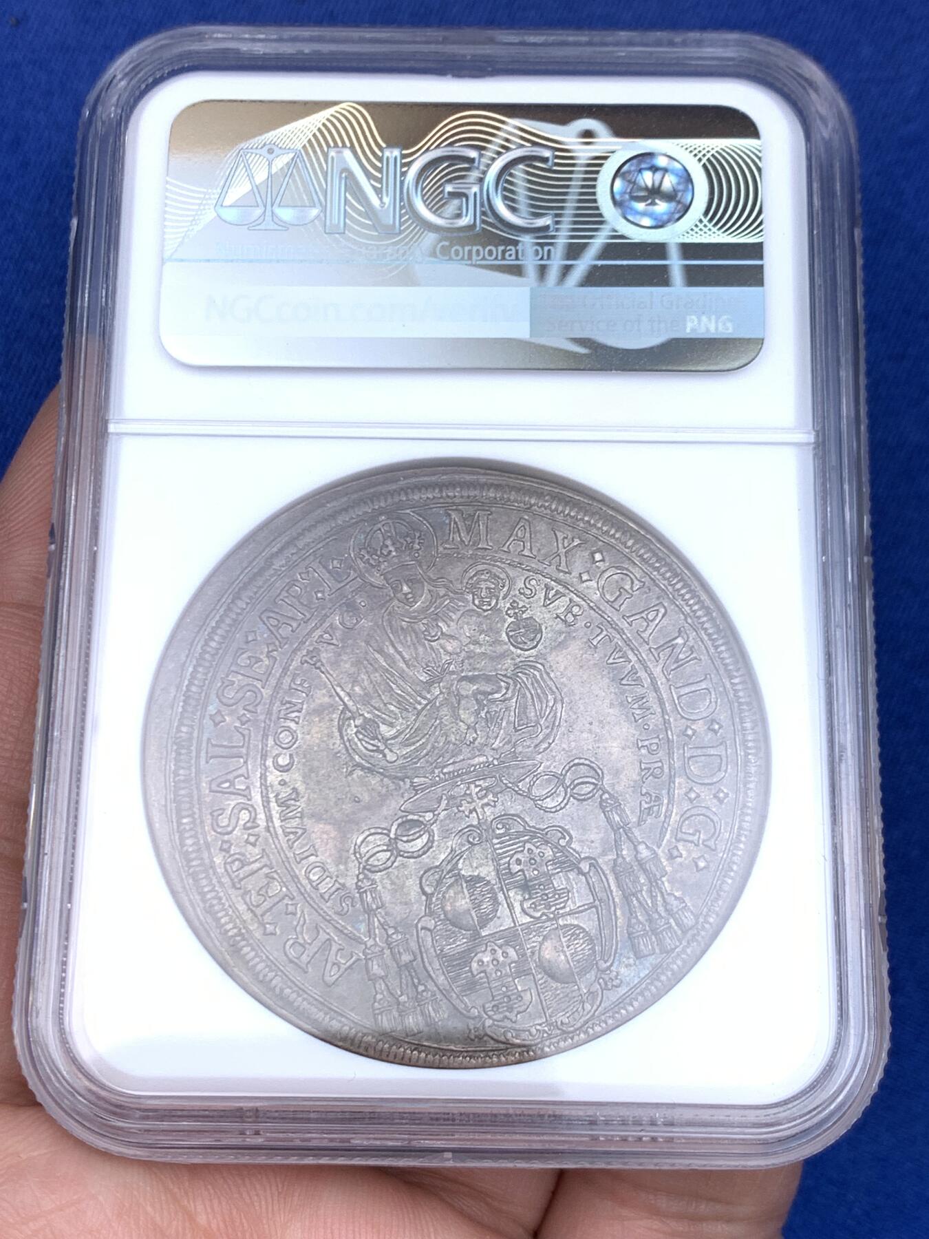 《竞宝斋》立夏专场特拍 （第2-1场）全场顺丰包邮 265场 冠军分 NGC MS62 神圣罗马帝国1671奥地利萨尔茨堡主教泰勒 天使抱婴大银币