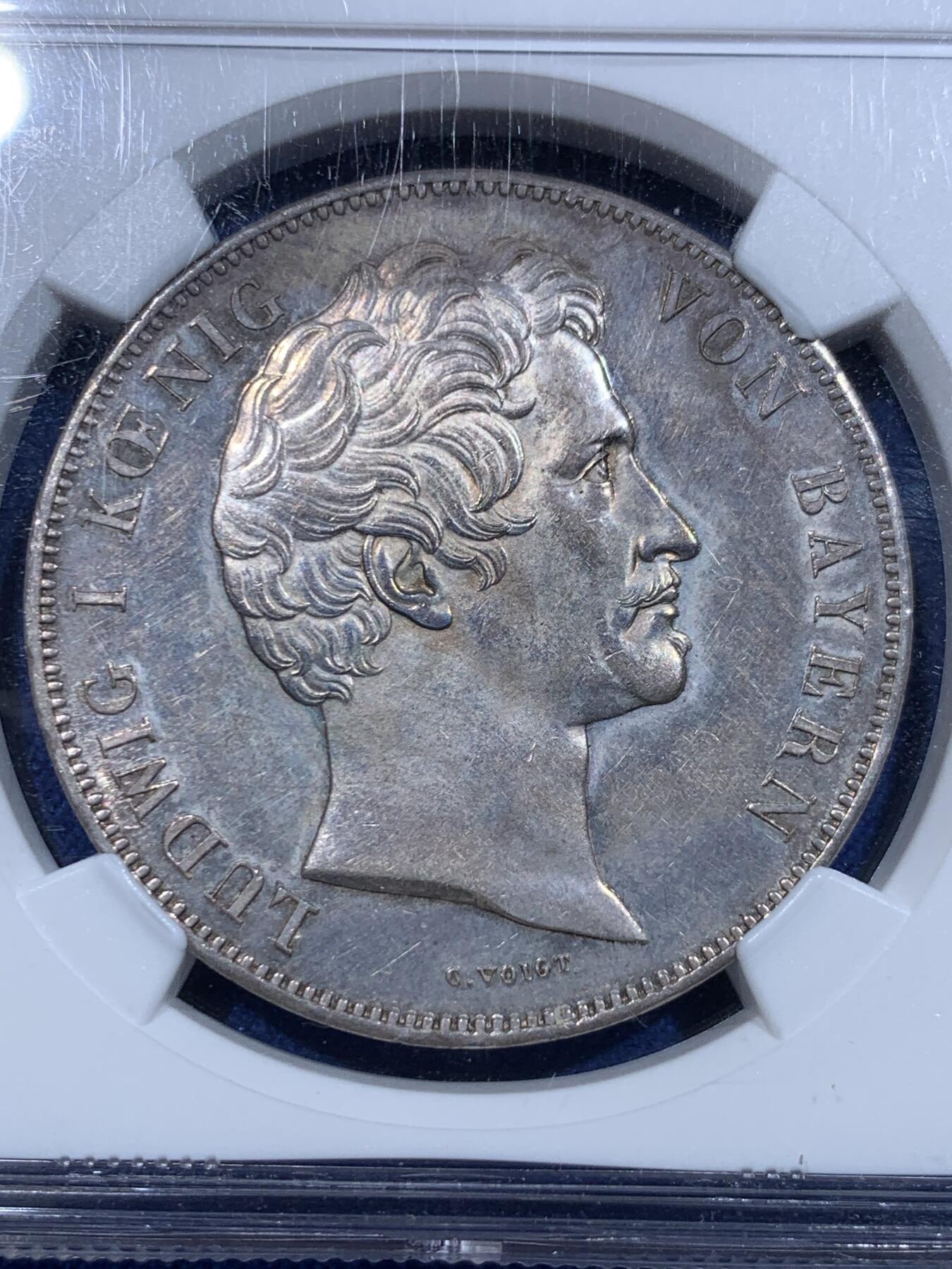 《竞宝斋》立夏专场特拍 （第2-1场）全场顺丰包邮 265场 NGC MS61 德国1837巴伐利亚货币同盟纪念2泰勒大银币 淡彩包浆