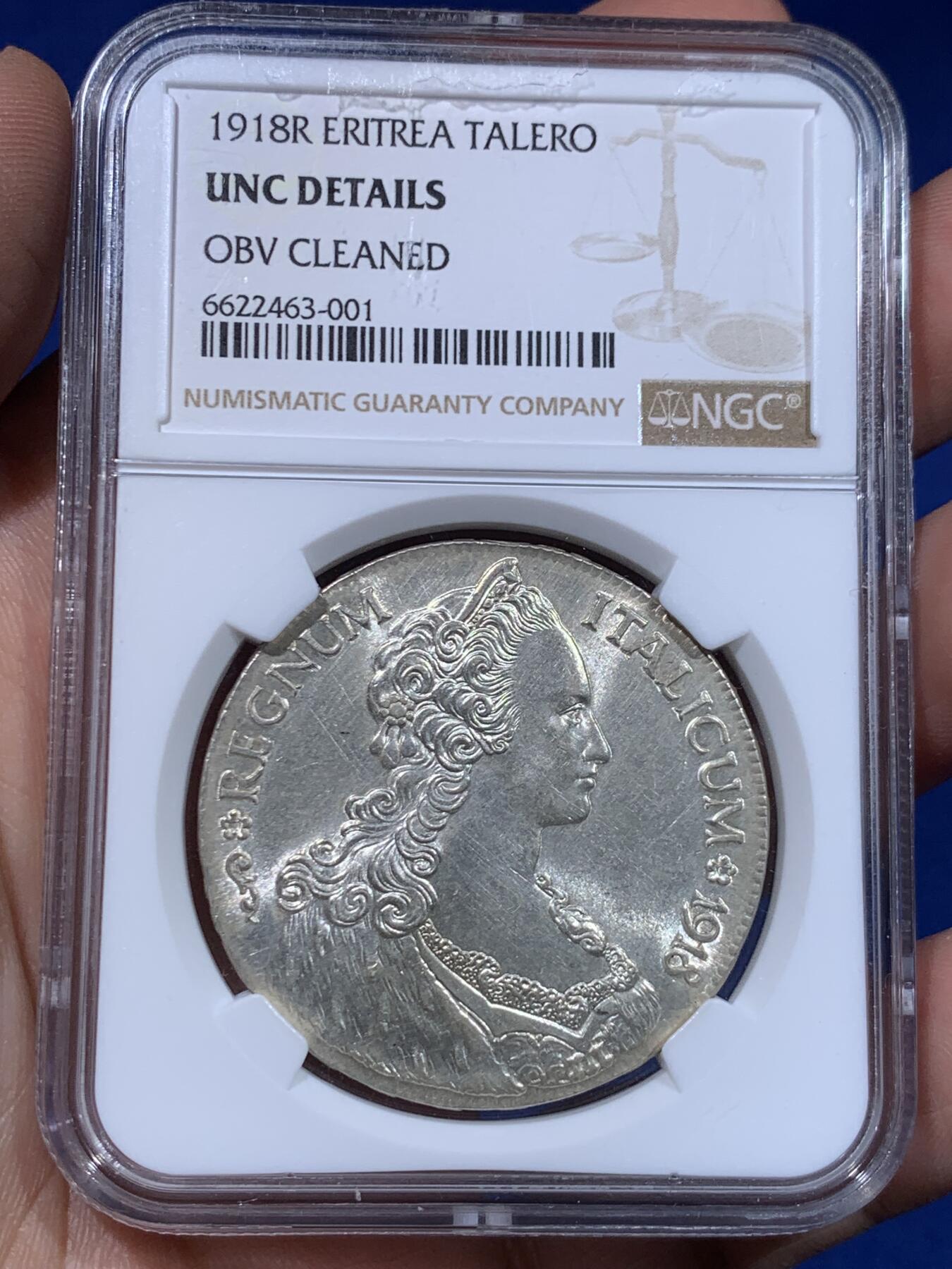 《竞宝斋》立夏专场特拍 （第2-1场）全场顺丰包邮 265场 NGC UNCD 意属厄立特里亚1918年1泰勒银币 意属精品 带转光