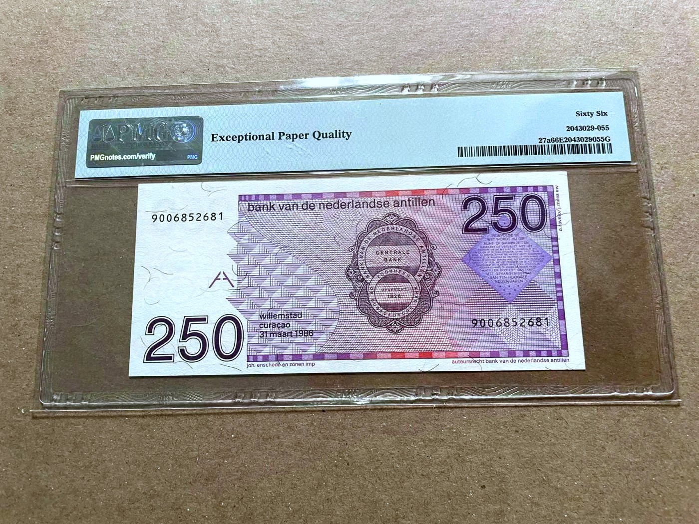 【Blue Auction】✨世界纸币精拍第470期【精】 【无47】荷属安的列斯 1986年250盾PMG66EPQ 