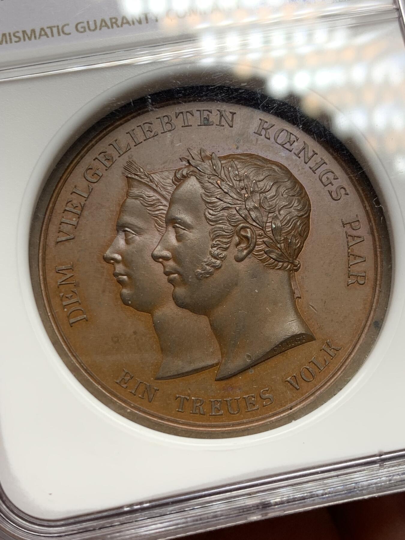 《竞宝斋》立夏专场特拍 （第2-1场）全场顺丰包邮 265场 NGC MS63BN 德国符腾堡1823年纪念Karl王储出生铜章 加厚盒子