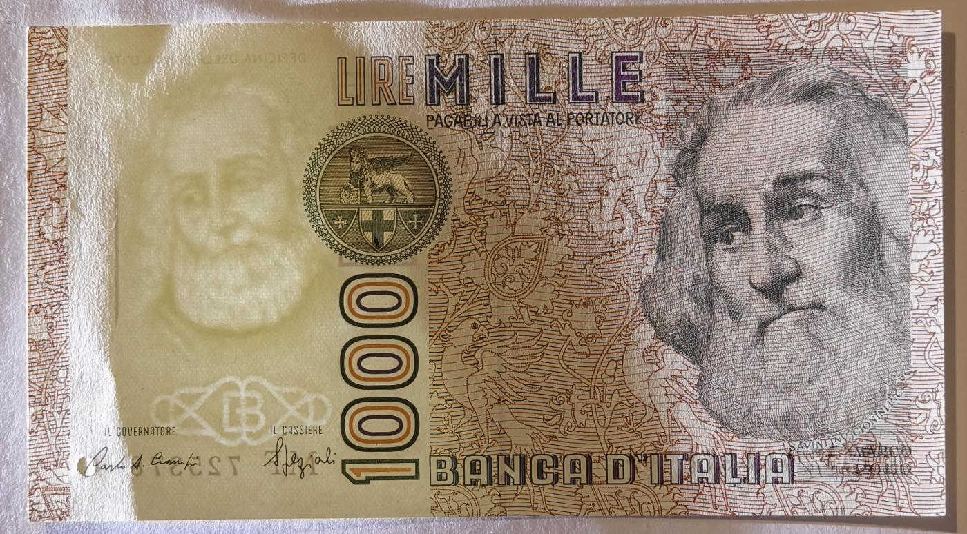 紫瑗钱币——第345期拍卖——纸币场 意大利 1982年 达·芬奇 1000里拉 UNC