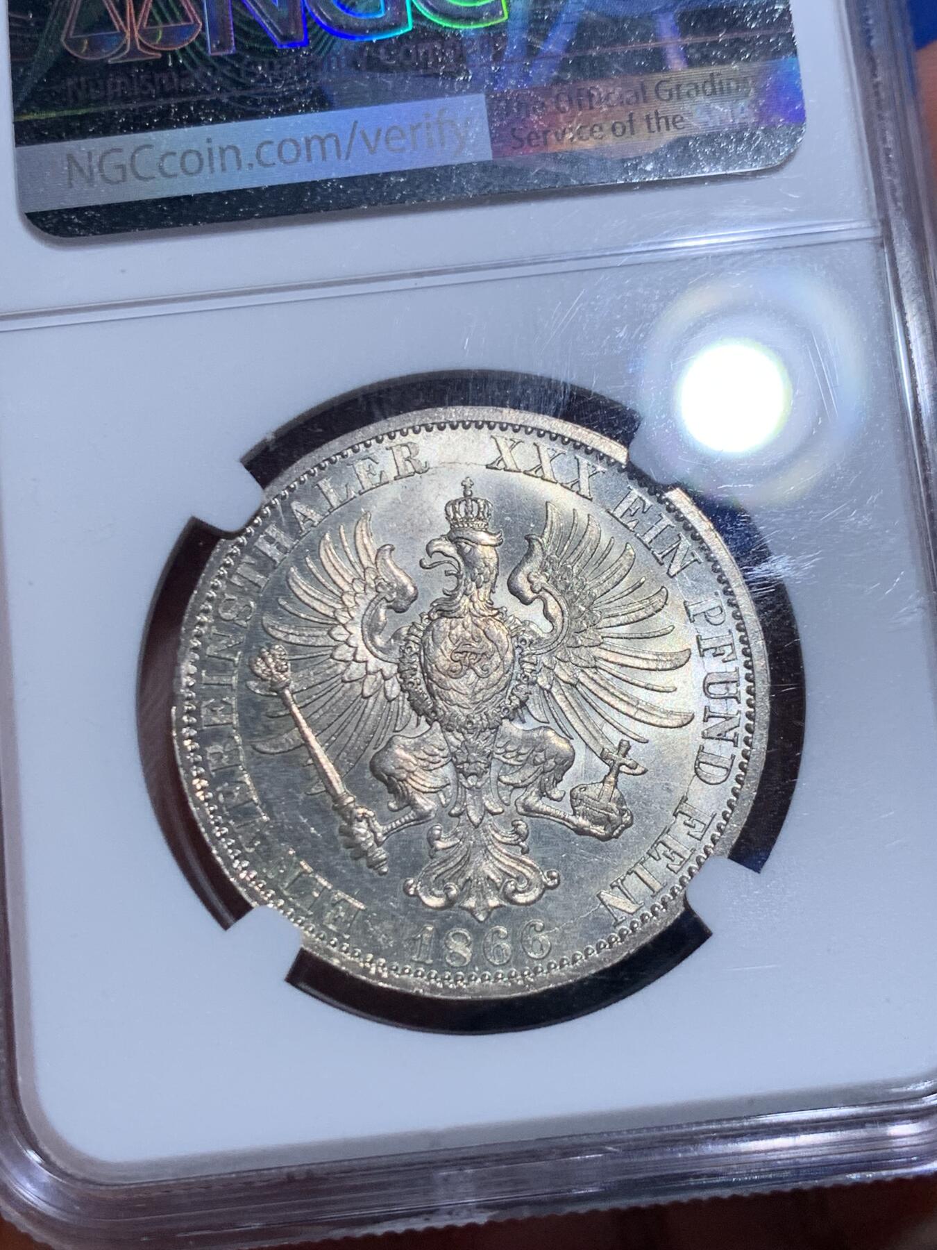 《竞宝斋》立夏专场特拍 （第2-1场）全场顺丰包邮 265场 NGC MS62 德国1866普鲁士胜利泰勒银币