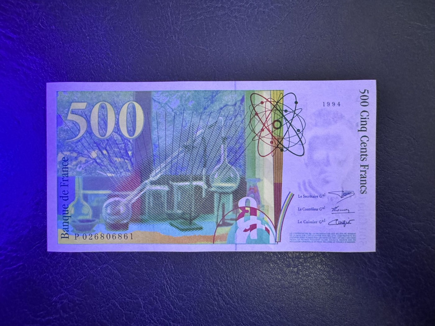 收藏联盟Quantum Auction 第342期拍卖  法国1994年500法郎 品相全新UNC 首发年份 号码全程无3457朦胧号 两届诺贝尔化学奖得主 居里夫人