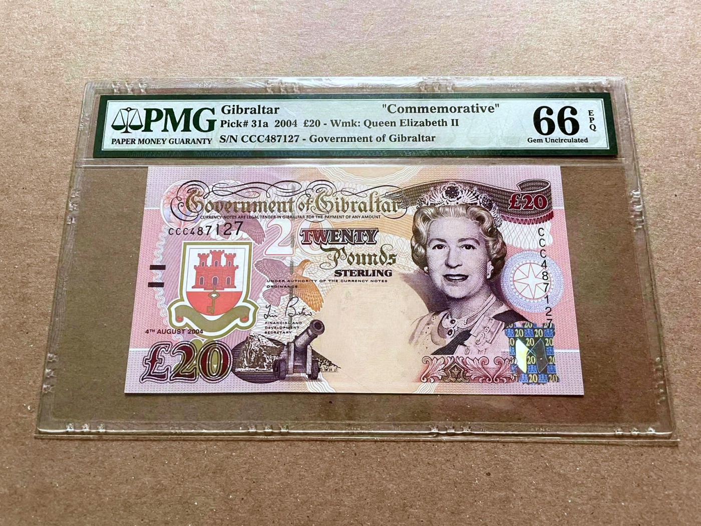 【Blue Auction】✨世界纸币精拍第470期【精】 直布罗陀 2004年20镑 女王 PMG66EPQ 