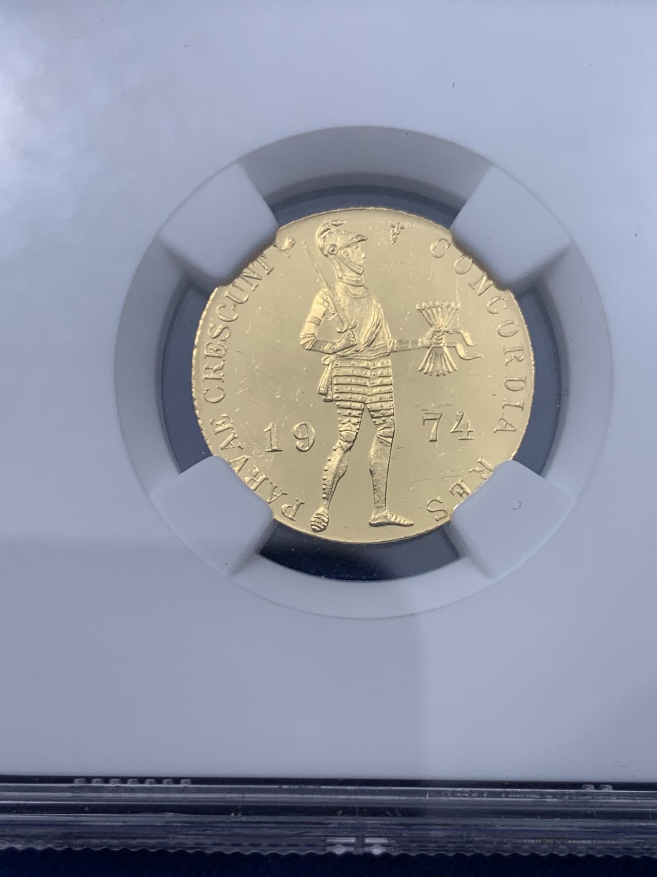 《竞宝斋》立夏专场特拍 （第2-1场）全场顺丰包邮 265场 NGC PL63 荷兰1974年1杜卡特金币 3.49克 983金  镜面工艺 金色饱满