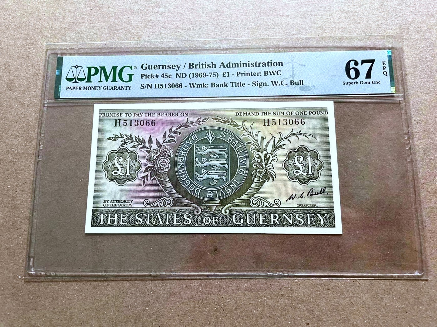 【Blue Auction】✨世界纸币精拍第470期【精】 【无47】根西 1969-75年1镑 PMG67EPQ 高分