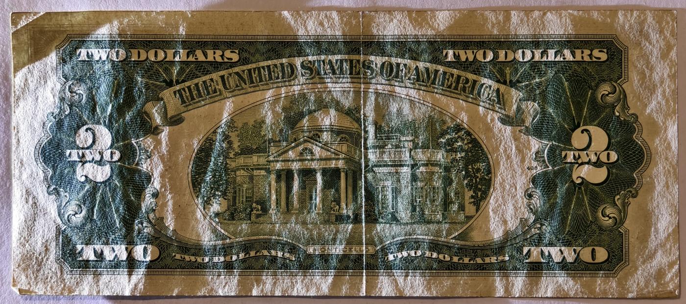 紫瑗钱币——第345期拍卖——纸币场 美国 1953年 A序列 托马斯·杰斐逊 2美元 红印 政府券 AU