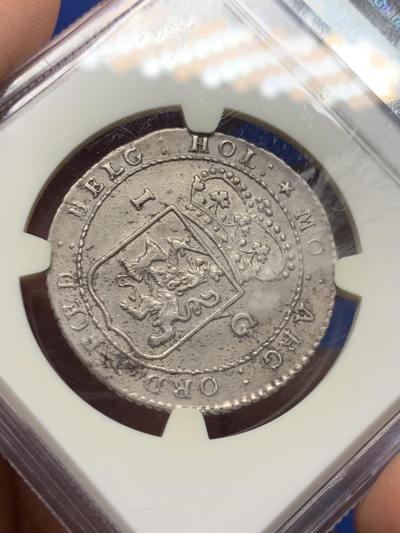 《竞宝斋》立夏专场特拍 （第2-1场）全场顺丰包邮 265场 NGC AU58 荷属巴达维亚1802年帆船1盾银币 好状态老包浆