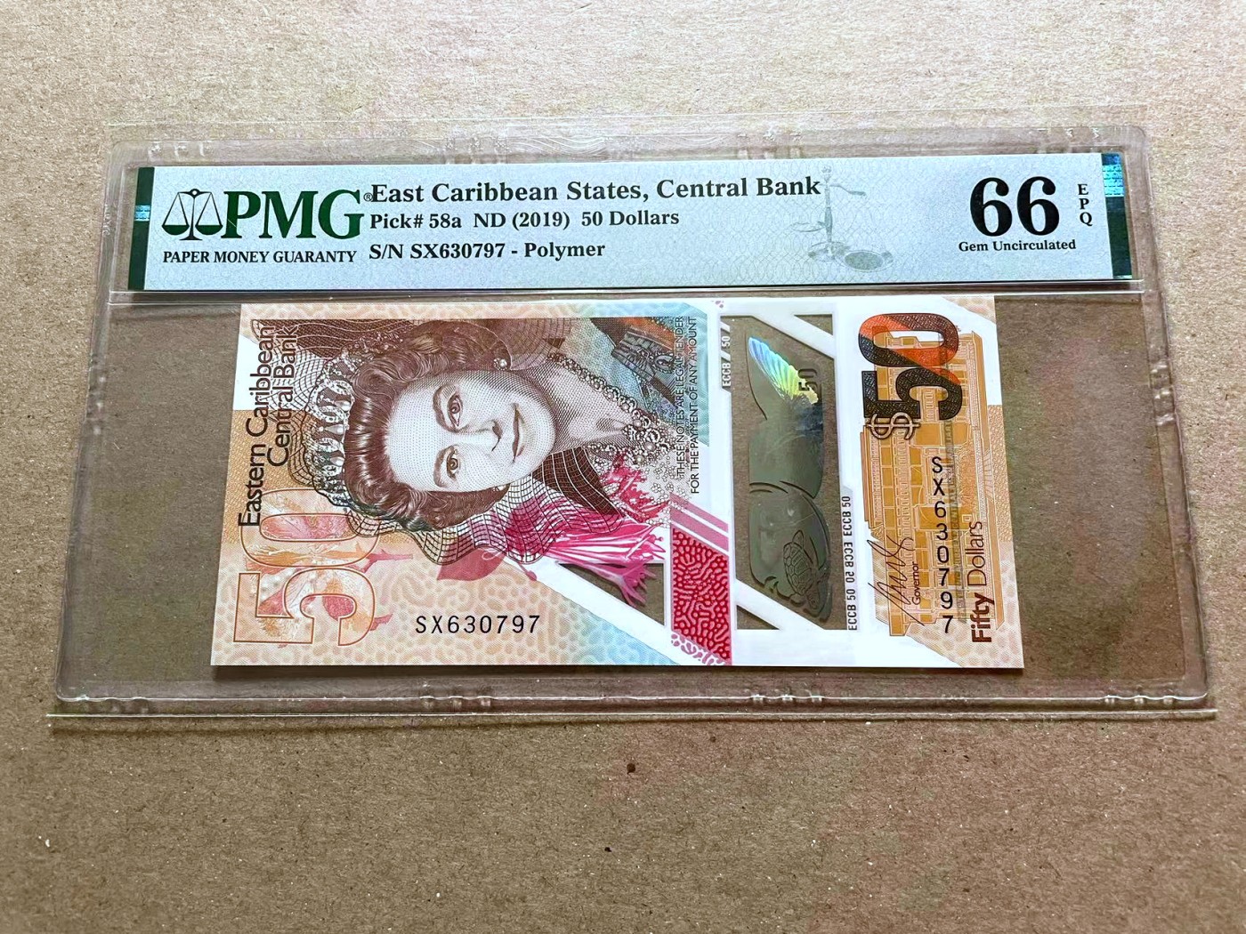 【Blue Auction】✨世界纸币精拍第470期【精】 东加勒比 2019年50元 女王 PMG66EPQ 