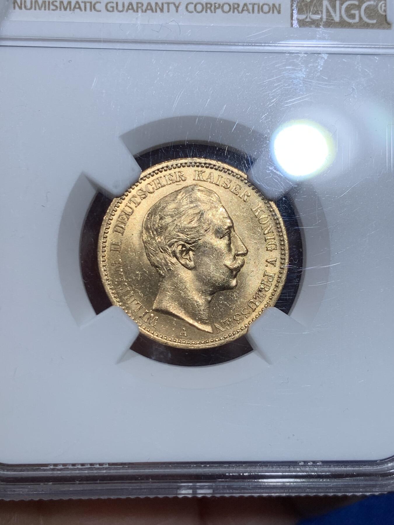 《竞宝斋》立夏专场特拍 （第2-1场）全场顺丰包邮 265场 NGC MS64 德国普鲁士1888三皇之年威廉二世短翅 20马克金币 三皇之年 威二金币少见高分