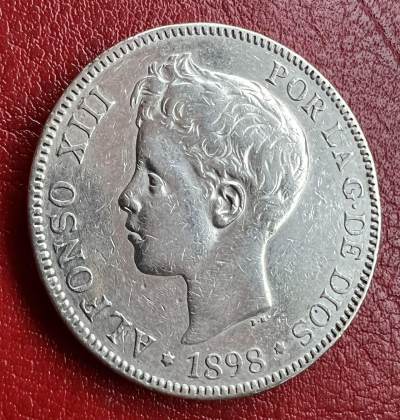 【世界银币】第二期全场包邮 - 1898西班牙阿方索十三世5比塞塔银币