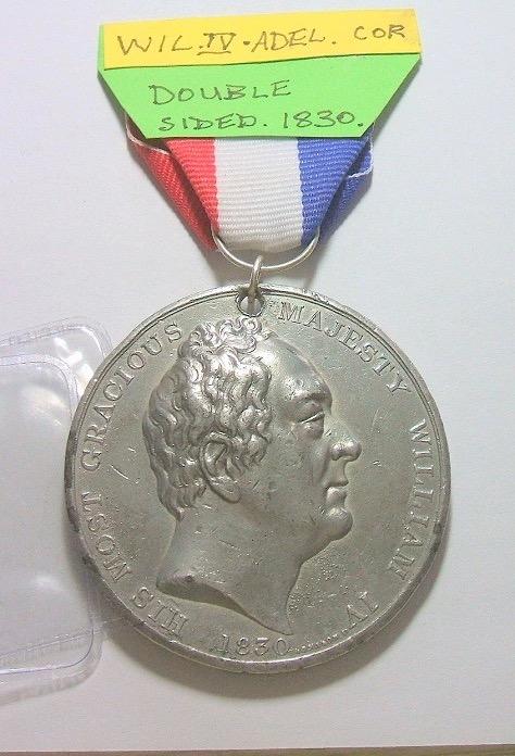 英国1830年 威廉四世继任国王高浮雕大合金章 带绶带 53MM