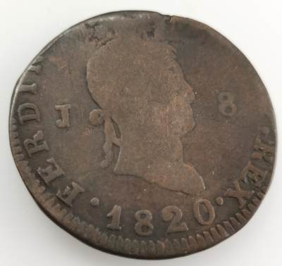  外国散币20240502场次（中拍皆有赠品），五一3拍 ，可寄存半年 - 西班牙1820年8J铜币 不平