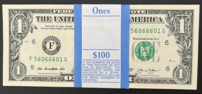 珑诚汇（原乐淘淘）世界纸币拍卖 第6期 裸钞场 - 【无四七百连 老虎号66666】美国2013年纸币 1美元 百连号 其中十一二张有不同程度污渍和斑 详情如图 其余（包含老虎号66666）全新UNC