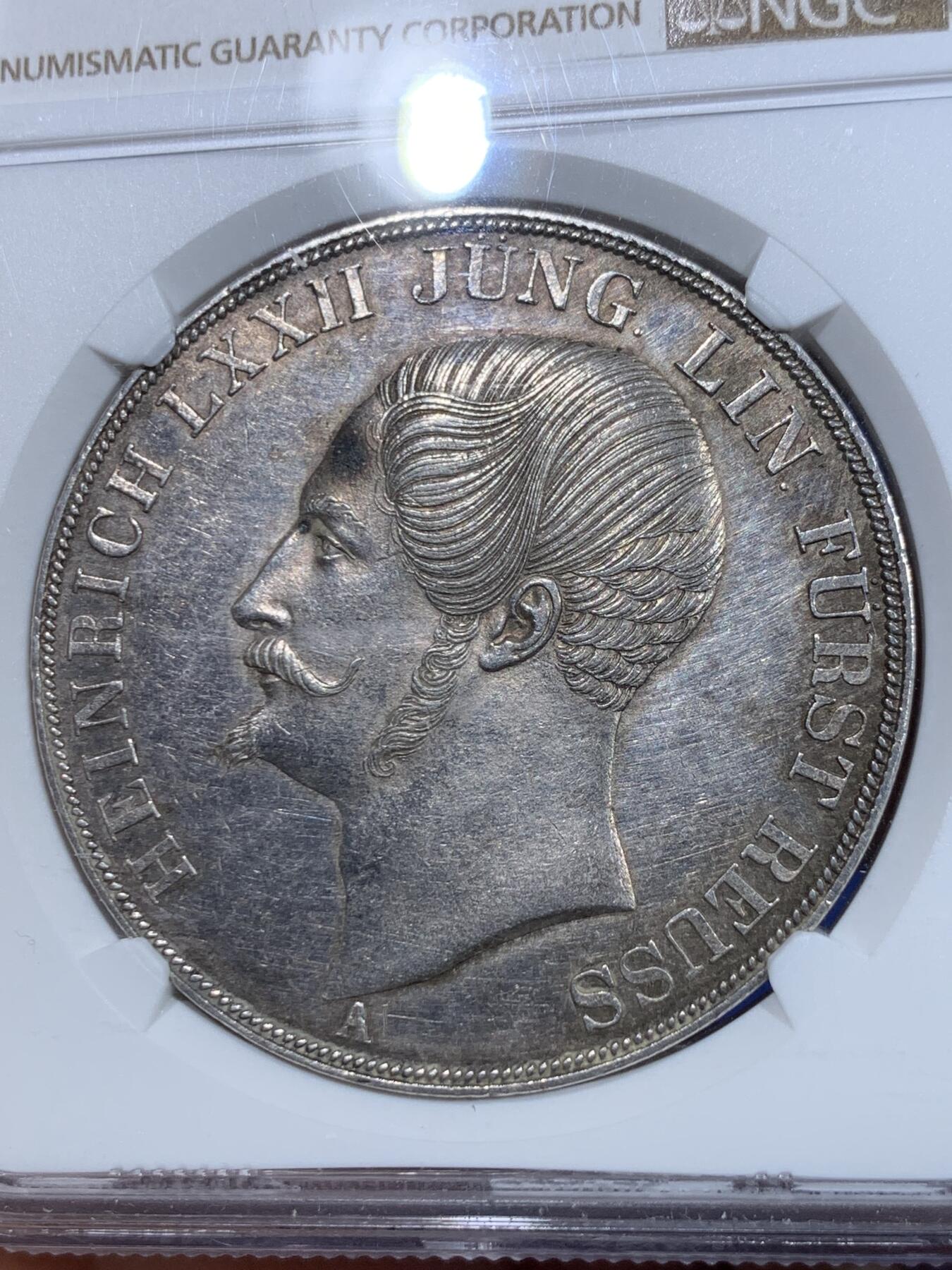 《竞宝斋》立夏专场特拍 （第2-1场）全场顺丰包邮 265场 NGC MS61 德国 1840 罗伊斯公国 海因里希六世 2泰勒大银币 根据资料记录只发行2年，1840年只发行量2750枚 稀见品种