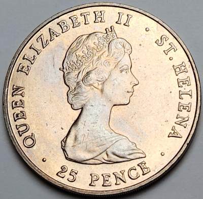 布加迪🐬～世界钱币🌾第 118 期 /  各国币及散币 - 圣海赫拿 1981年 25便士克朗币 查尔斯和戴安娜皇家婚礼纪念币