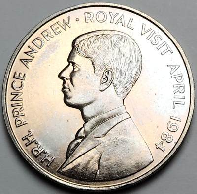 布加迪🐬～世界钱币🌾第 122 期 /  德国🇩🇪银币英联邦🇬🇧克朗币以及各国散币 - 阿森松岛 1984年 50便士 安德鲁王子访岛 克朗型纪念币