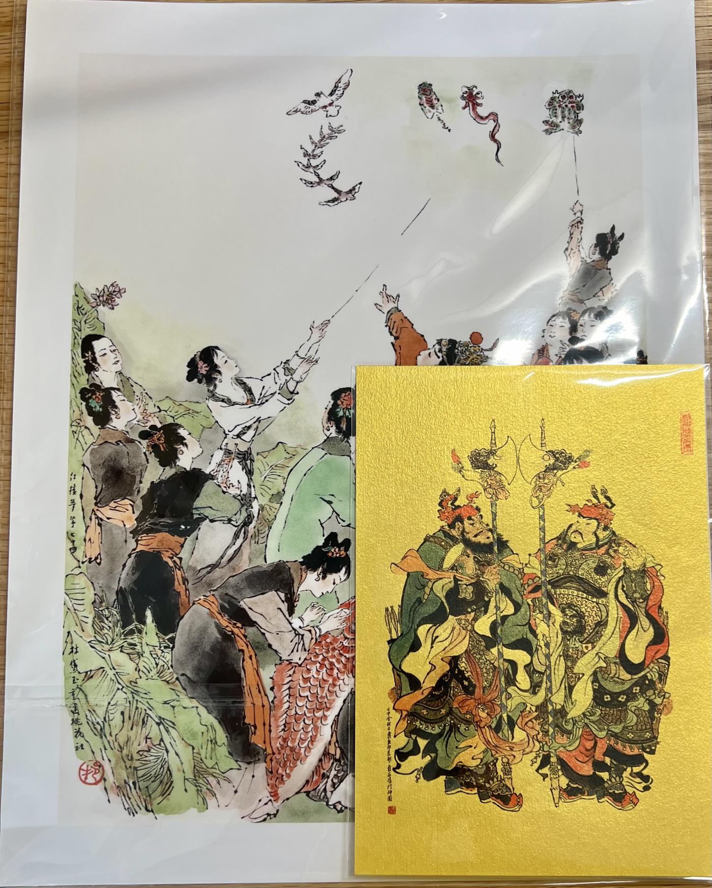 白泽拍卖卡牌专场第1期 2023 红楼续梦 林黛玉重建桃花社版画一幅 尺寸 28*21cm 守财纳福开门红一幅