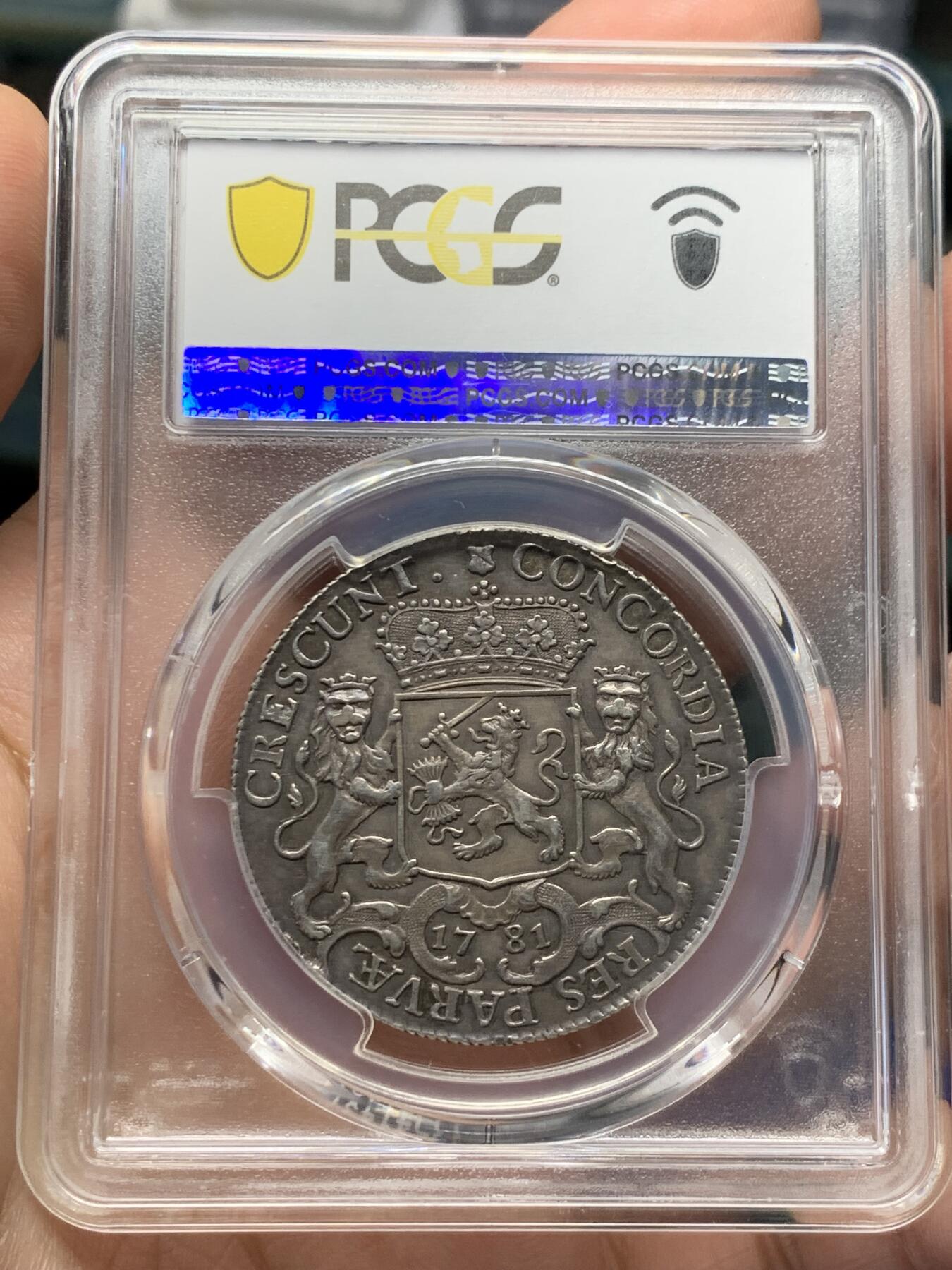 《竞宝斋》立夏专场特拍 （第2-1场）全场顺丰包邮 265场 PCGS AU53 荷兰乌特勒支1781年1/2杜卡特马剑银币 又叫银骑士 同年冠军分 过手马剑中品相最漂亮的一枚 小马剑的数量远远少于大马剑