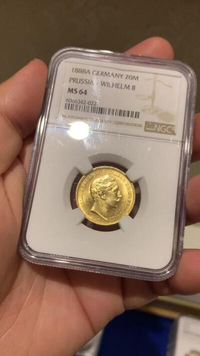 《竞宝斋》立夏专场特拍 （第2-1场）全场顺丰包邮 265场 NGC MS64 德国普鲁士1888三皇之年威廉二世短翅 20马克金币 三皇之年 威二金币少见高分