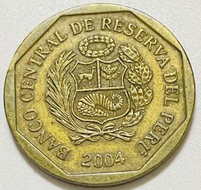 文馨钱币收藏122场，中外古币，版本明细分好了（单场拍五件以上送随机硬币两枚） - 2004 年秘鲁10 分黄铜币