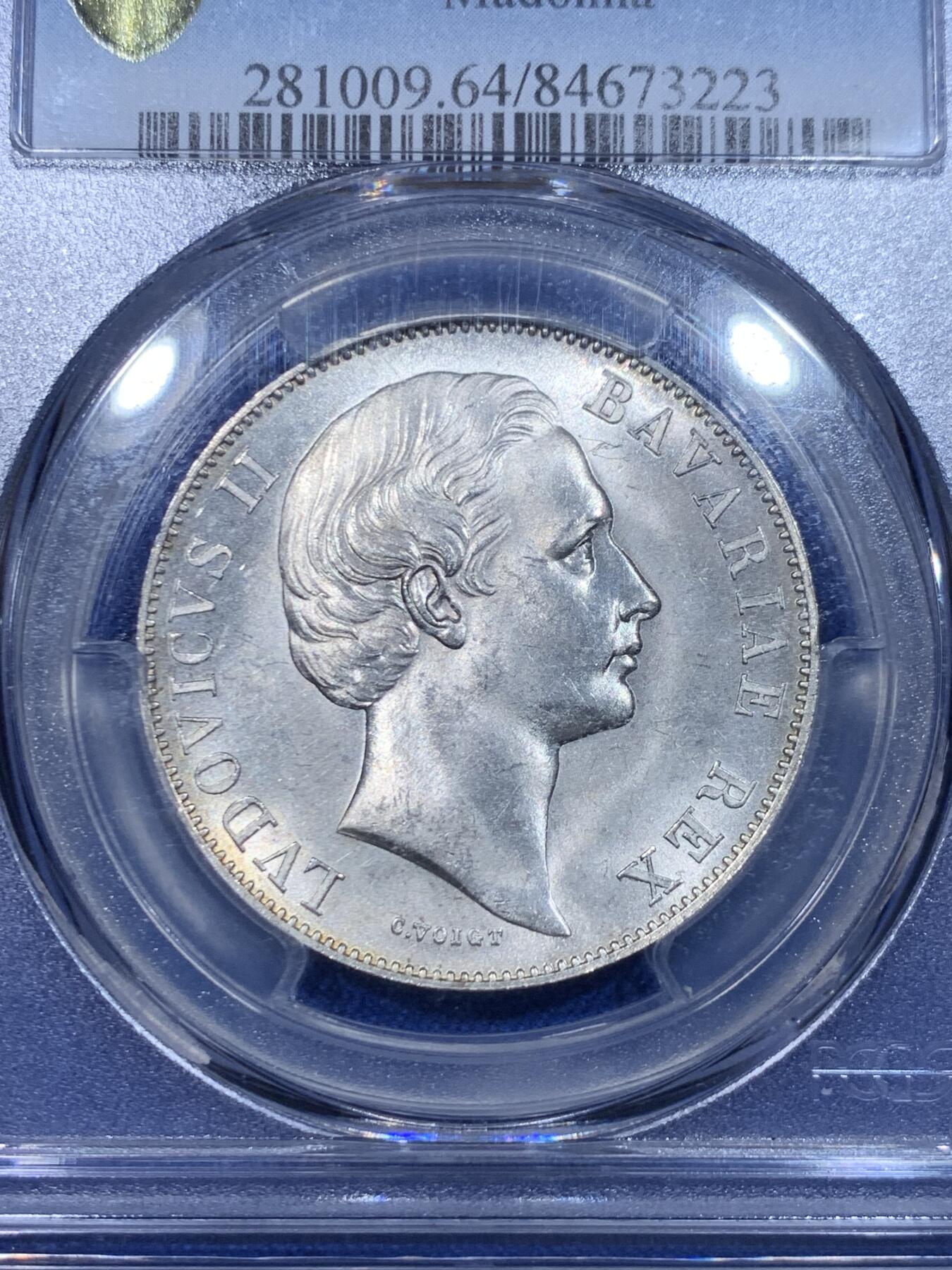 《竞宝斋》立夏专场特拍 （第2-1场）全场顺丰包邮 265场 PGCS MS64 德国巴伐利亚1865无纪年版 路德维希二世 圣母抱婴1泰勒 状态不错