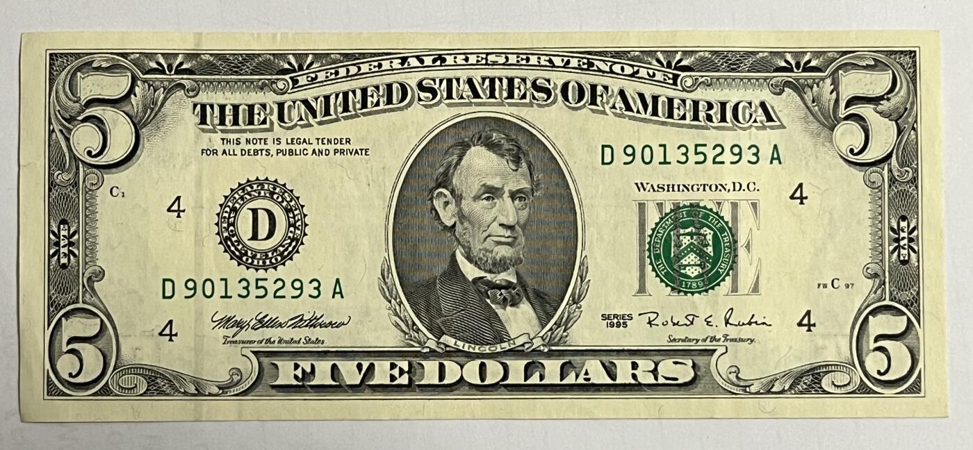 Chase Auction 第29期 - - 邮票、银币、外钞、民国钞和人民币混合场！（持续更新中） 1995年 三种面值美元 联邦储备券（ 1美元⭐补号 + 2美元⭐补号 + 5美元）