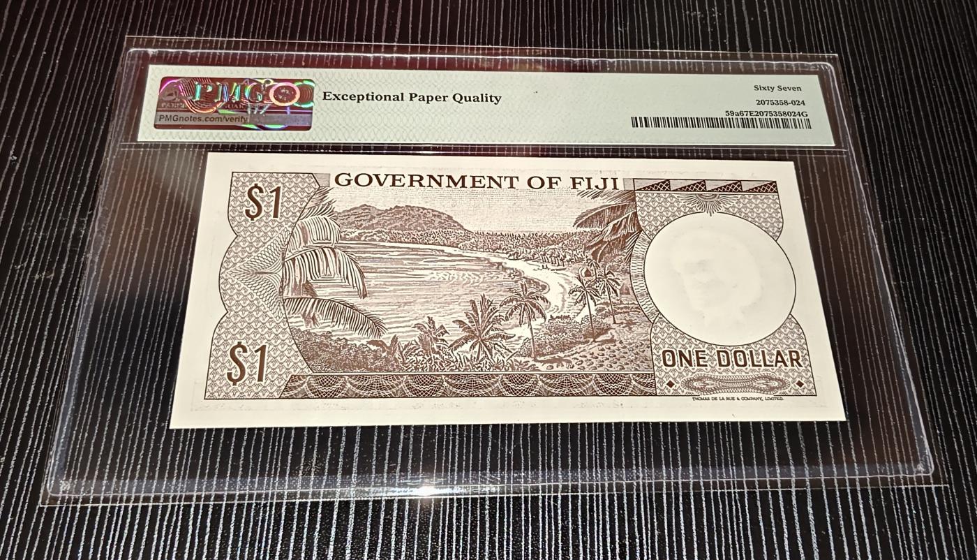 Chase Auction 第29期 - - 邮票、银币、外钞、民国钞和人民币混合场！（持续更新中） 1969年斐济1元，PMG67！