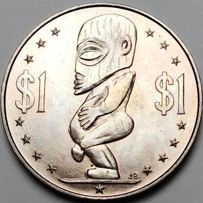 布加迪🐬～世界钱币🌾第 111 期 /  克朗币及各国散币 - 库克群岛 1983年 1元 克朗币 生殖崇拜图案