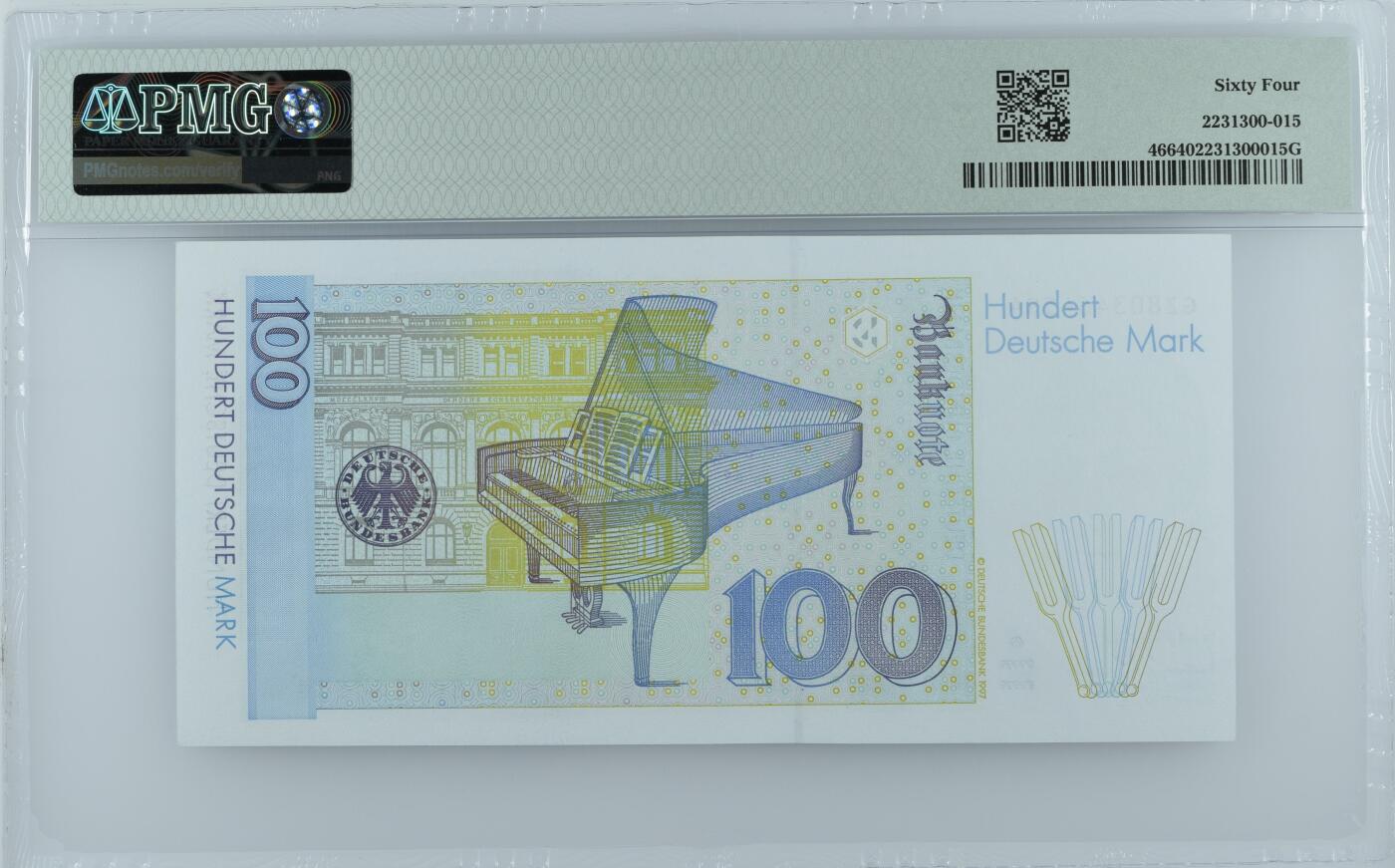 收藏联盟Quantum Auction 第343期拍卖  德国联邦1996年100马克 PMG64 钢琴家 克拉拉舒曼