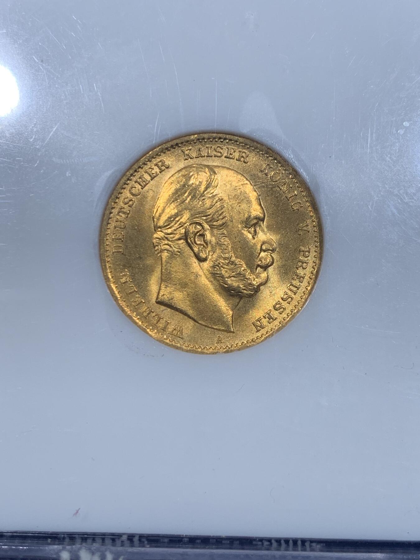 《竞宝斋》立夏专场特拍 （第2-1场）全场顺丰包邮 265场 NGC MS66 德国普鲁士 1872年 10马克 金币高分数 N老盒加持 保存的非常好 近乎完美 可收藏