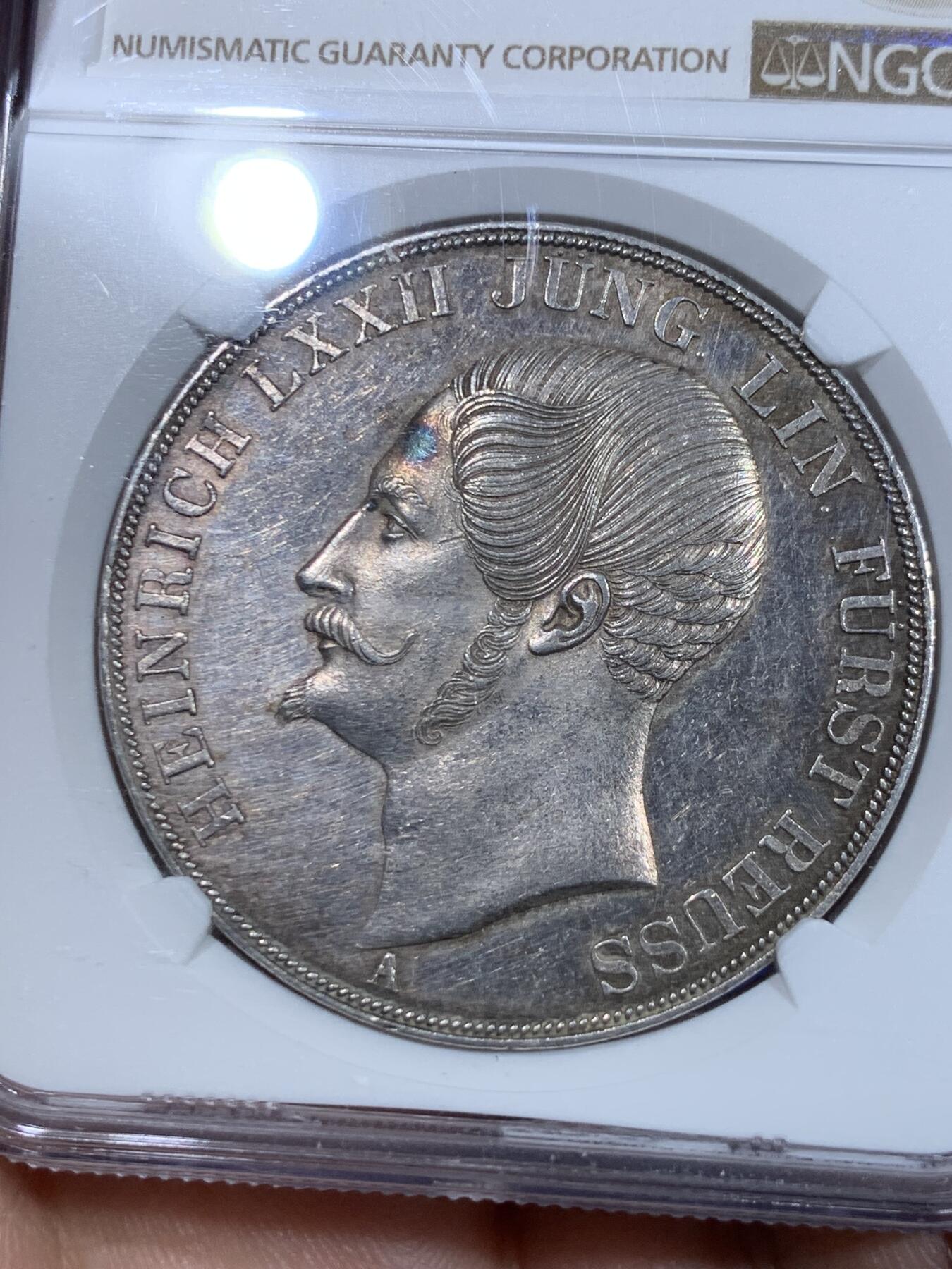 《竞宝斋》立夏专场特拍 （第2-1场）全场顺丰包邮 265场 NGC MS61 德国 1840 罗伊斯公国 海因里希六世 2泰勒大银币 根据资料记录只发行2年，1840年只发行量2750枚 稀见品种