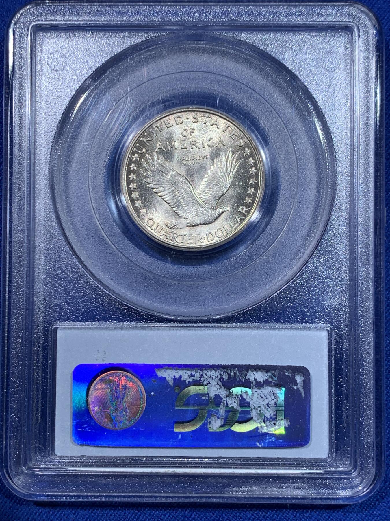 《竞宝斋》立夏专场特拍 （第2-1场）全场顺丰包邮 265场 PCGS MS65FH 1917年 美国 站人飞鹰 25美分 第一版无胸甲版 高分+FH尾缀+第一版+老白盒 很经典的设计 收藏级