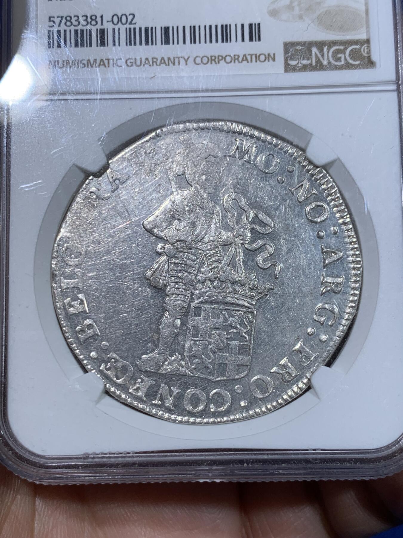 《竞宝斋》立夏专场特拍 （第2-1场）全场顺丰包邮 265场 NGC MS61 尼德兰1747年乌德勒支地区 站人武士1杜卡特大银币 两面人像清晰 略有低评 NGC唯一冠军分