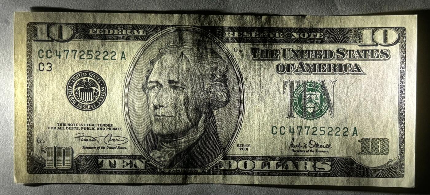 Chase Auction 第29期 - - 邮票、银币、外钞、民国钞和人民币混合场！（持续更新中） 2001年（稀缺年份） 联邦储备券 大头版 两种面值 （5美元 + 10美元222豹子尾）