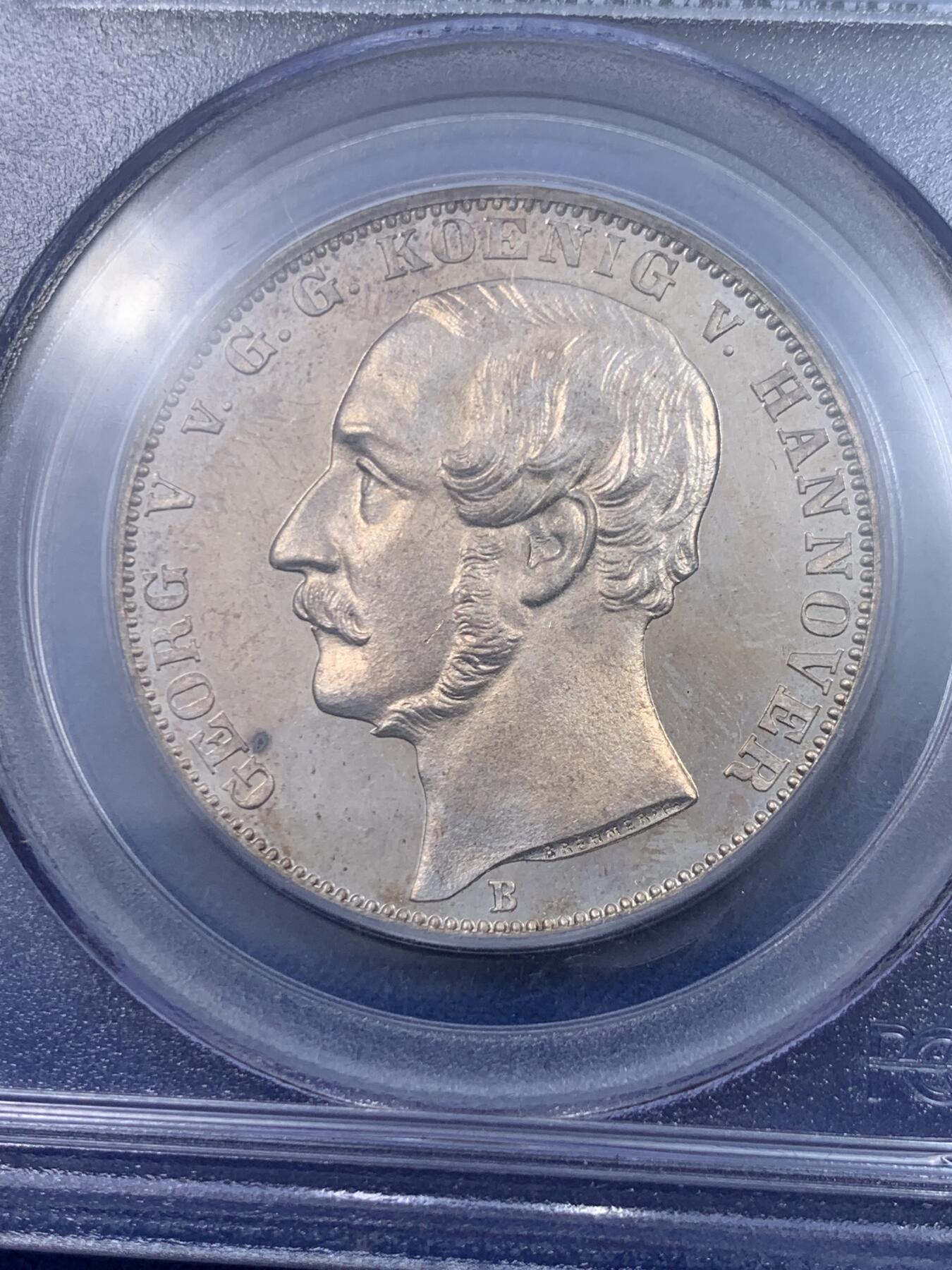 《竞宝斋》立夏专场特拍 （第2-1场）全场顺丰包邮 265场 唯一冠军分 PCGS PR65CAM 德国1862精制汉诺威狮马1泰勒银币 PCGS老盒 保存得非常好