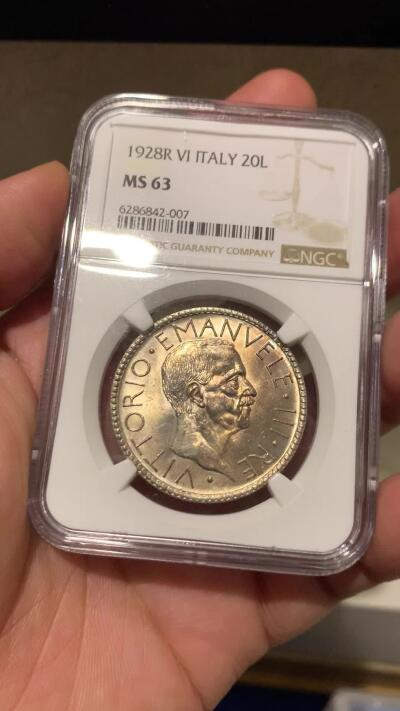 《竞宝斋》立夏专场特拍 （第2-1场）全场顺丰包邮 265场 NGC MS63 意大利1928年裸男20里拉银币 经典造型 稀少年份