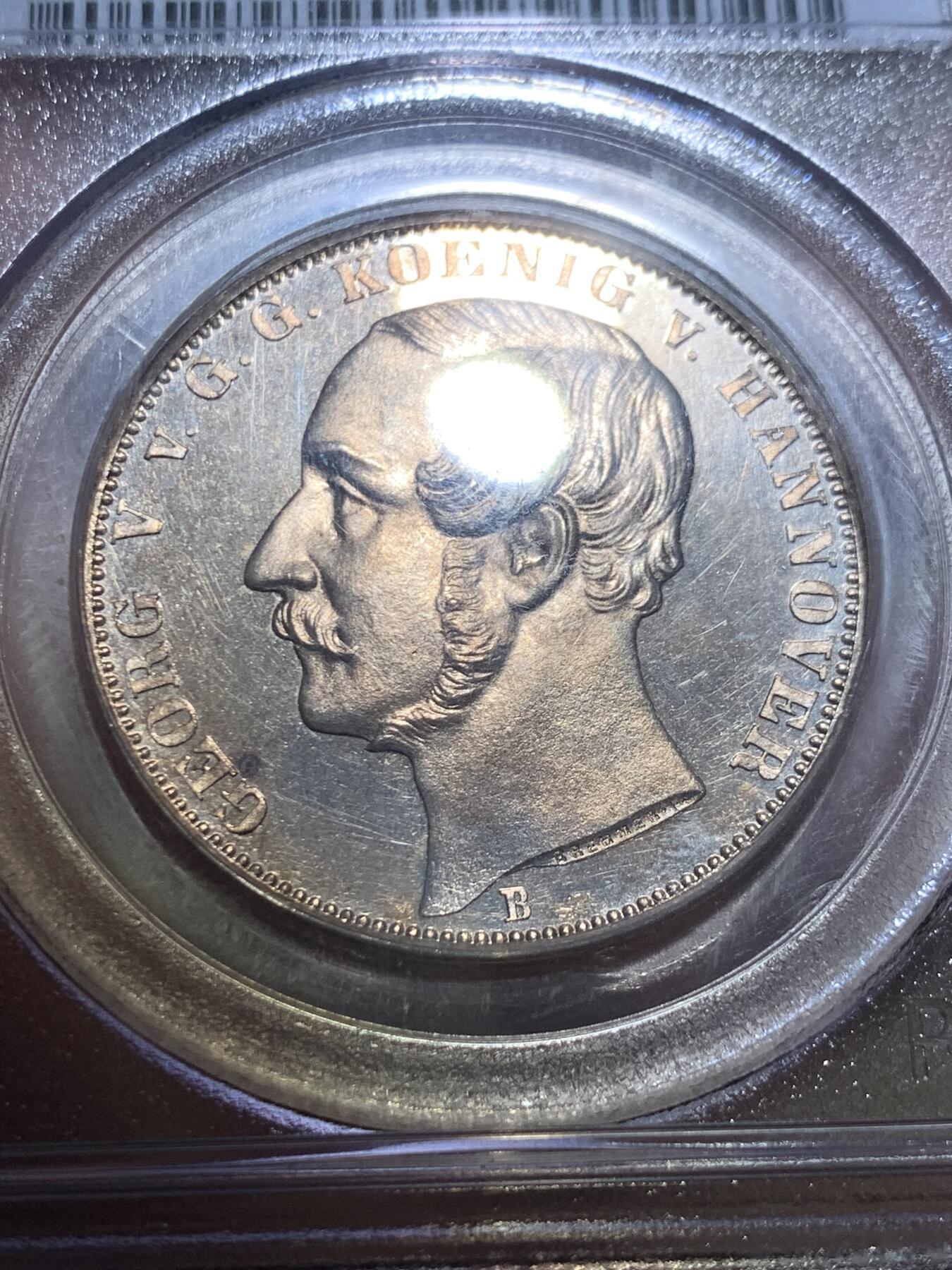 《竞宝斋》立夏专场特拍 （第2-1场）全场顺丰包邮 265场 唯一冠军分 PCGS PR65CAM 德国1862精制汉诺威狮马1泰勒银币 PCGS老盒 保存得非常好