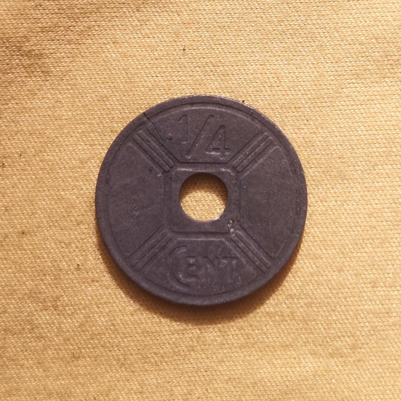 【易洋钱喜】第58场 外国硬币专场，本场满88元包邮，本店在第59场之后不再上架 1942年  法属印度支那  1/4分