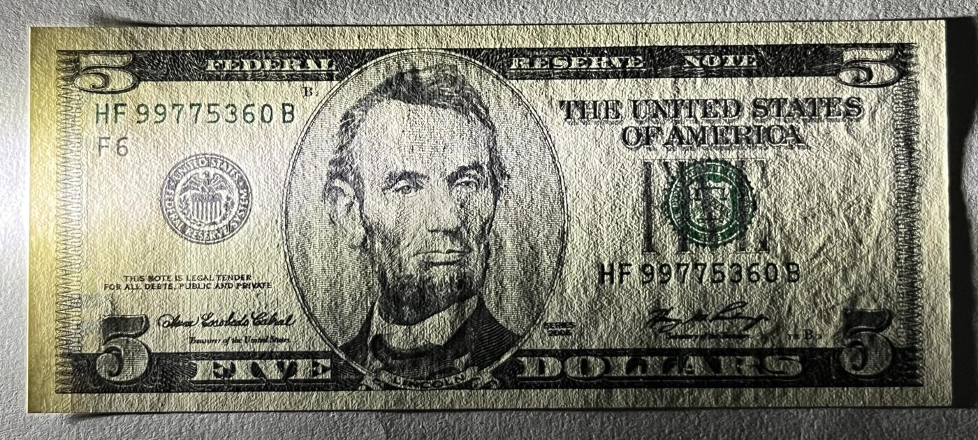 Chase Auction 第29期 - - 邮票、银币、外钞、民国钞和人民币混合场！（持续更新中） 大头版 5美元 联邦储备券 五张（2003 + 三张2003A + 2006）