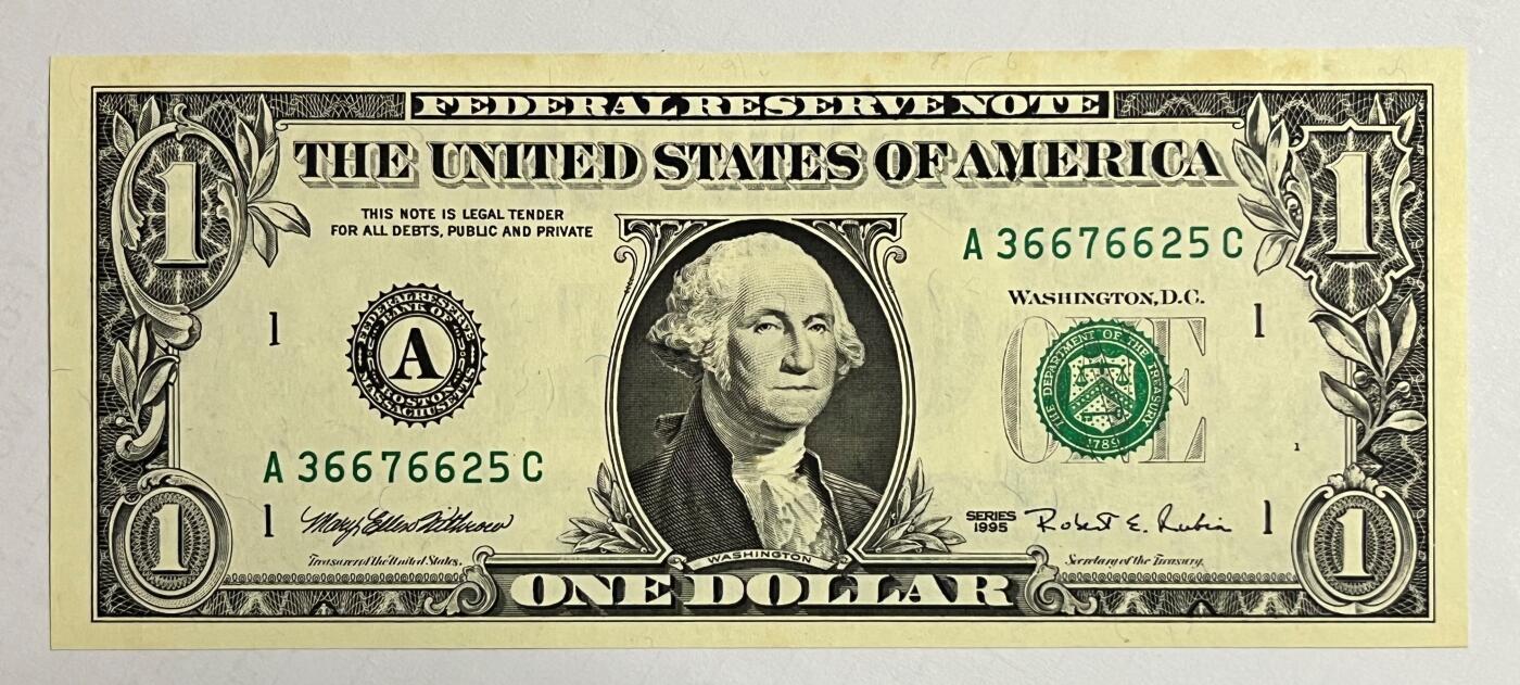 Chase Auction 第29期 - - 邮票、银币、外钞、民国钞和人民币混合场！（持续更新中） 1995年 1美元 联邦储备券 两张（普通版+Web版）