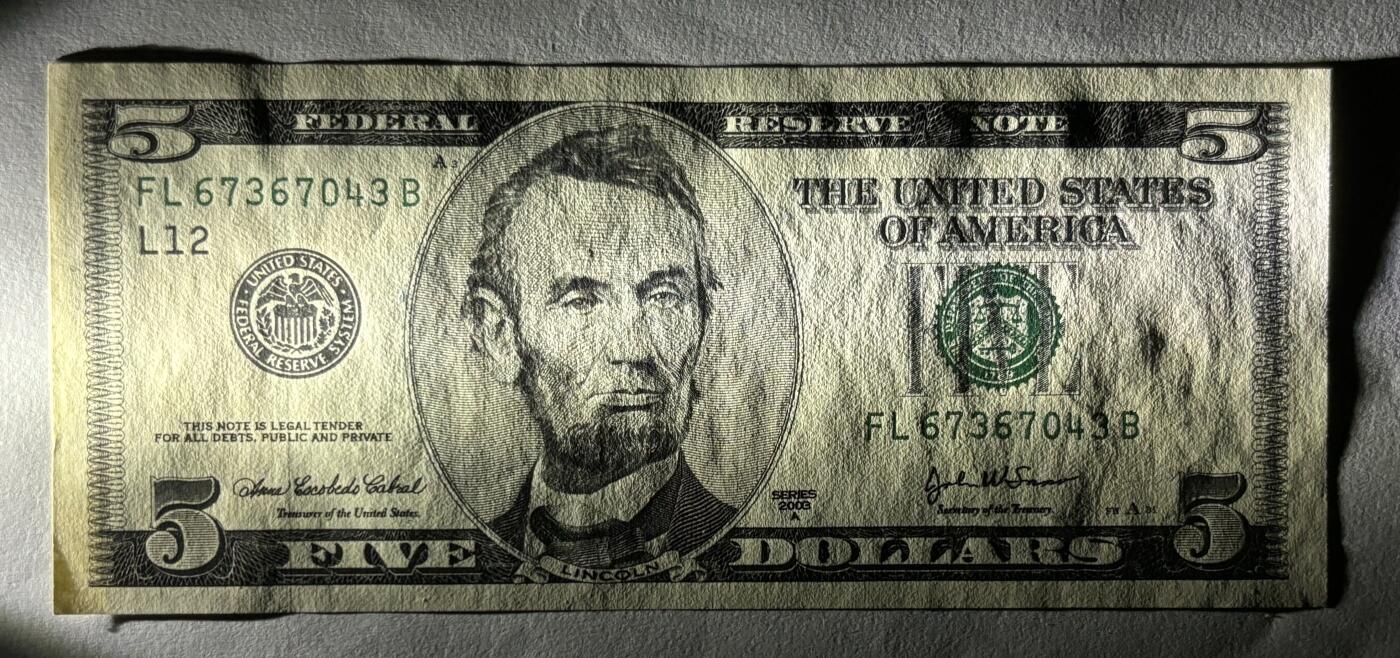 Chase Auction 第29期 - - 邮票、银币、外钞、民国钞和人民币混合场！（持续更新中） 大头版 5美元 联邦储备券 五张（2003 + 三张2003A + 2006）