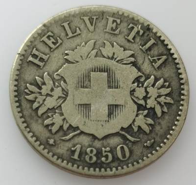  外国散币20240502场次（中拍皆有赠品），五一3拍 ，可寄存半年 - 瑞士1850年20分金银合金币