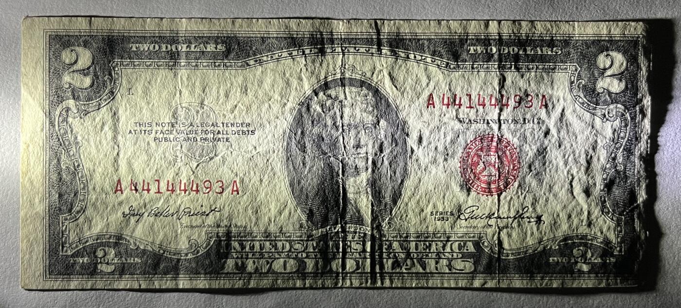 Chase Auction 第29期 - - 邮票、银币、外钞、民国钞和人民币混合场！（持续更新中） 【3】1953年 三个版别（1953、1953B、1953C）2美元 政府券 红色库印和号码 均为AA首发冠号