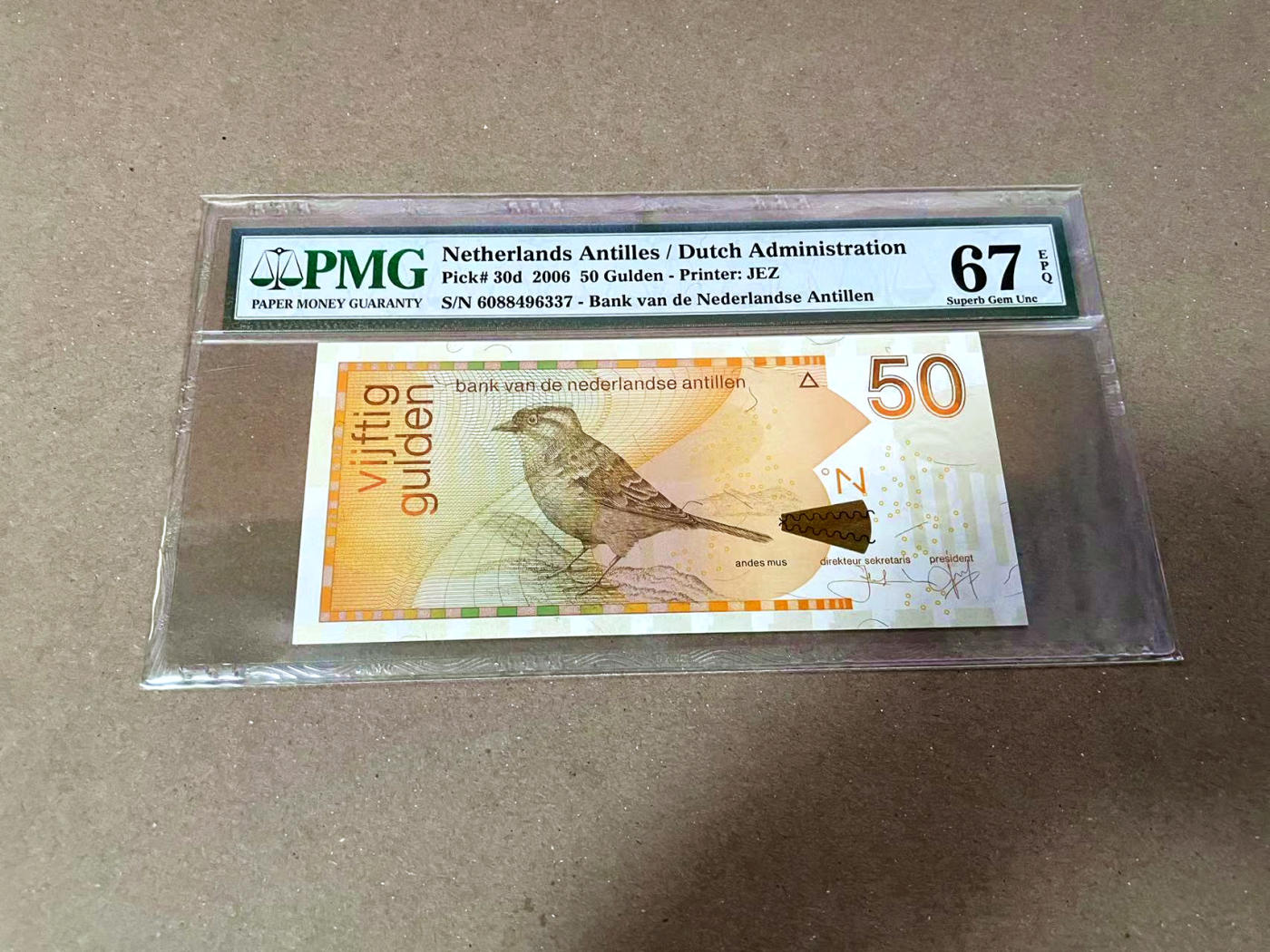 【Blue Auction】✨世界纸币精拍第471期【精】 荷属安的列斯 2006年50盾 PMG67EPQ 高分