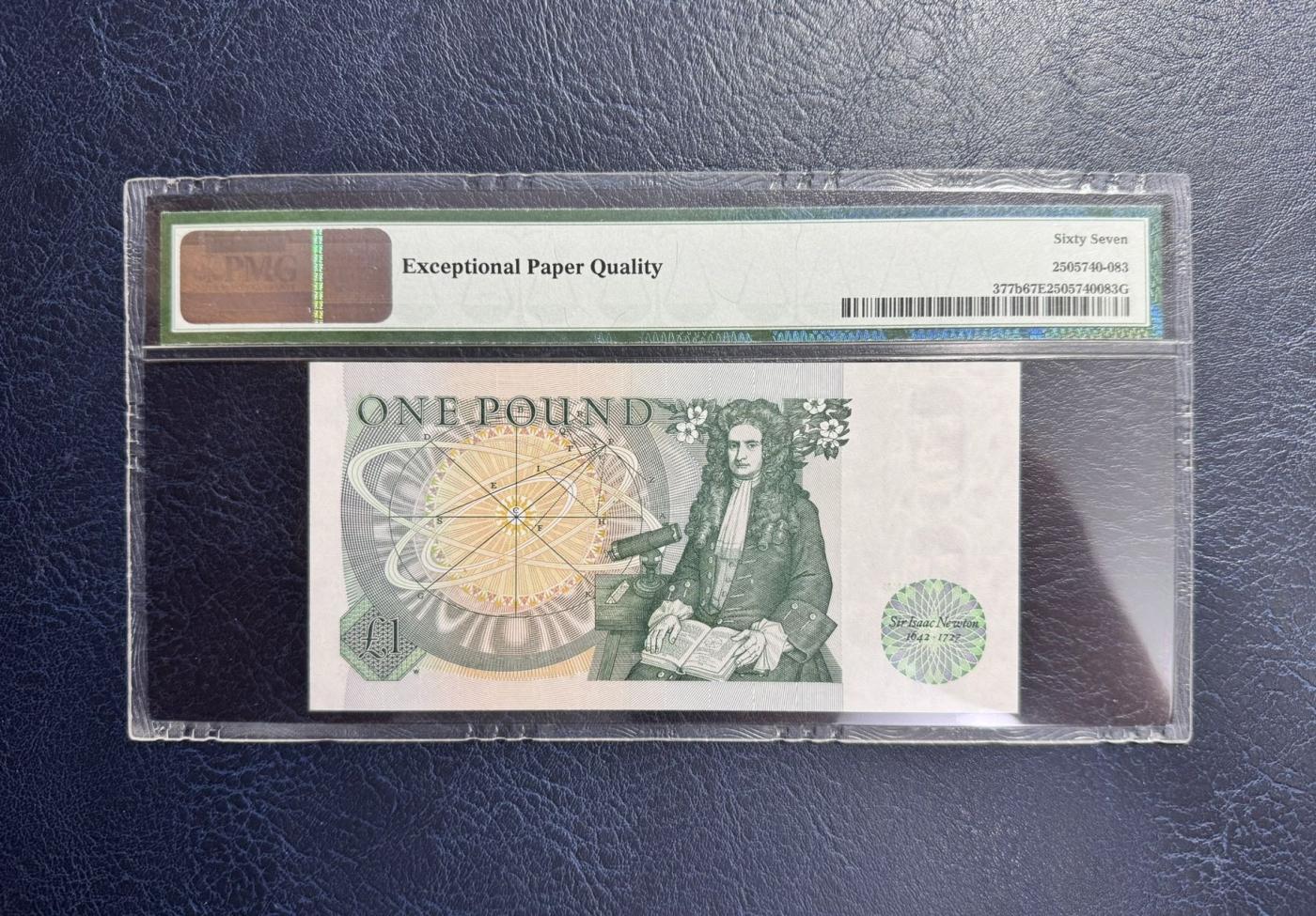 收藏联盟Quantum Auction 第343期拍卖  英国ND (1981-84)年1镑 PMG67 物理学家 牛顿 