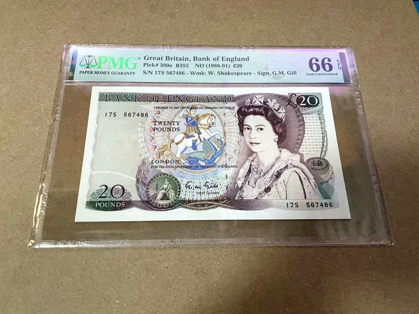 【Blue Auction】✨世界纸币精拍第471期【精】 英国 D序列 1988-91年20镑 PMG66EPQ 