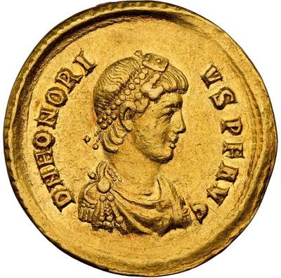 梧彩钱庄捡漏拍2024年第11期  - Honorius, AD 393-423 西罗马帝国霍诺里厄斯金币